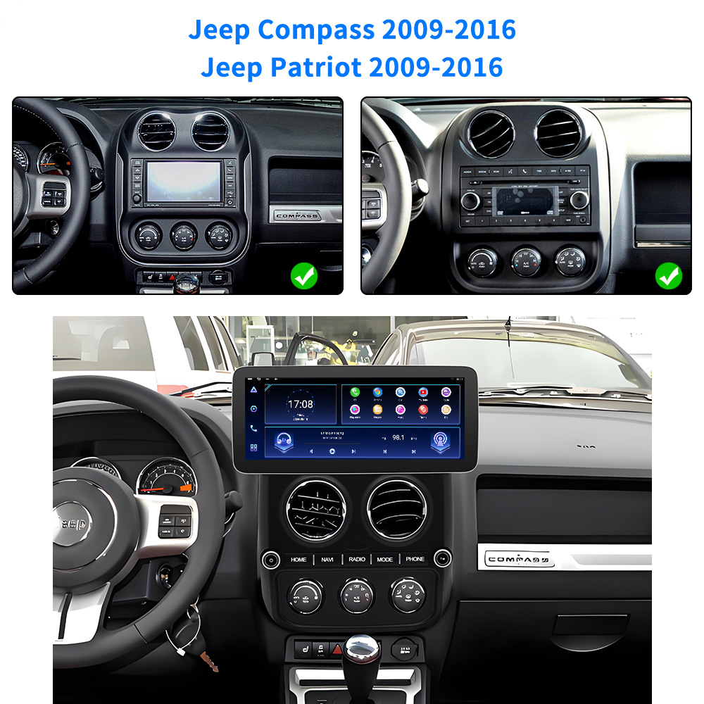 Adecuado para Jeep Guide 10-16 años, pantalla grande de 12,3 pulgadas, navegación para automóvil, máquina todo en uno de navegación para automóvil Android