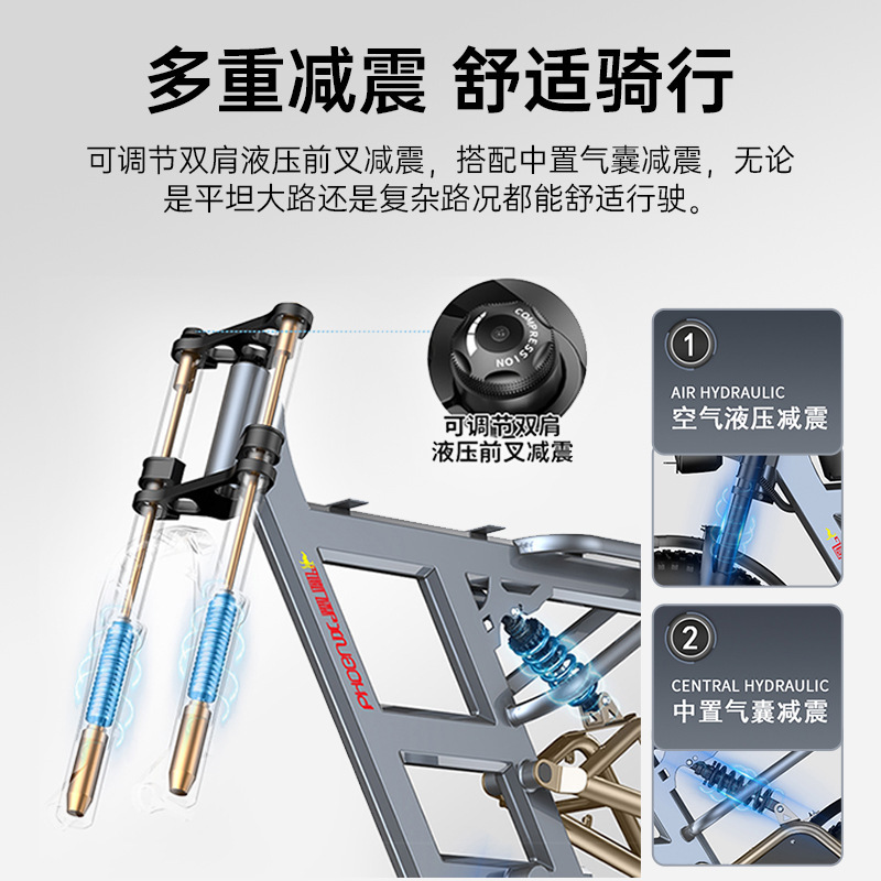 Productos genuinos Phoenix snowmobile montaña multi-amortiguación de aleación de aluminio 1000W batería de coche