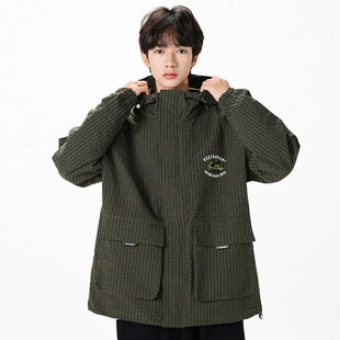 Boy's Big Boy's Rush Jacket for High School Students Youth Hooded Jacket Chubby Boy's plus size Jacket Japanese Style Retro Trendy