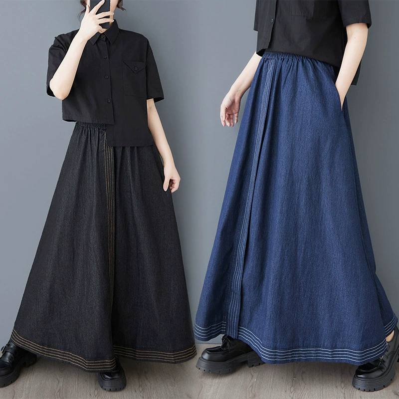 Реальный выстрел весной и летом новые сбитые джинсовые юбки с яркими краями