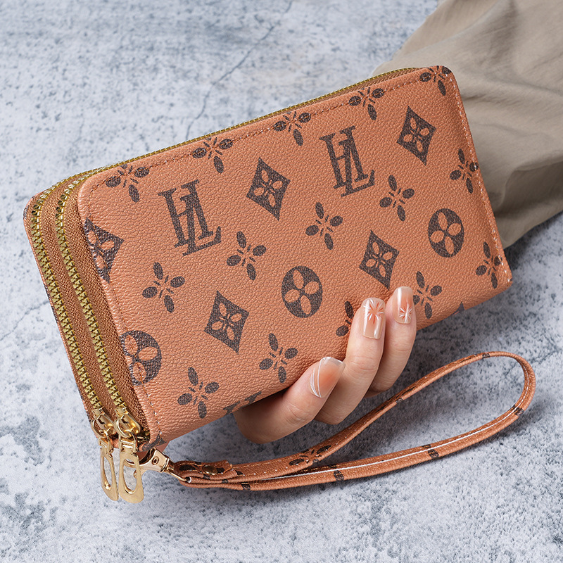 European And American Fashion Double-Layer Zipper Coin Purse, Women's Wrist Strap Handbag, Mens Womens Bag_voghion.com