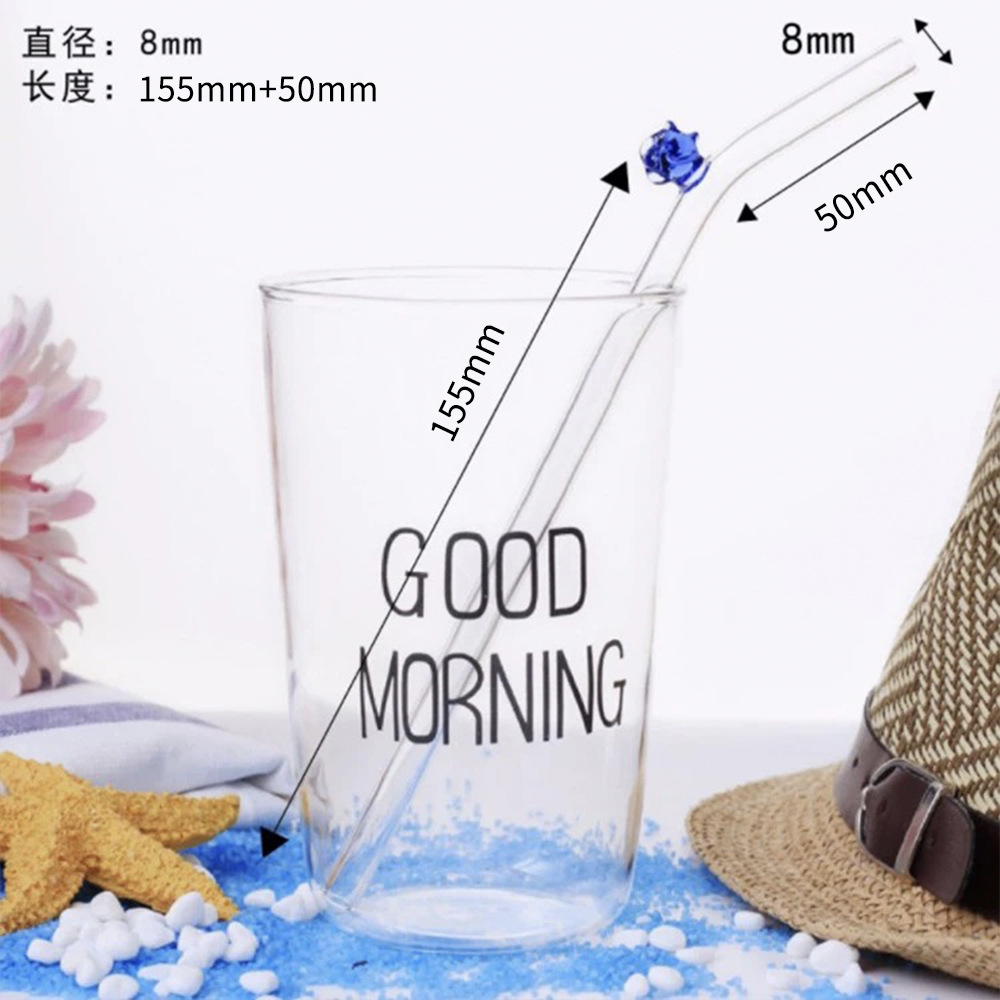 Paja de vidrio borosilicato de paja de vidrio resistente al calor color paja cabeza redonda ventas directas de la fábrica