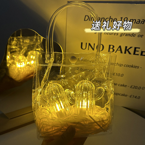 Ins-style small night light creative cactus ambiance lamp dormitory bedroom bedside lamp social media trendy photo prop decorative light