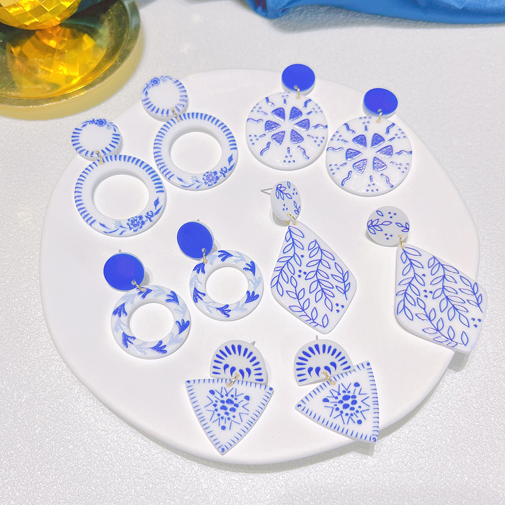 1 Pair Ethnic Style Round Arylic Water Ripples Stoving Varnish Womenu0027S Drop Earrings