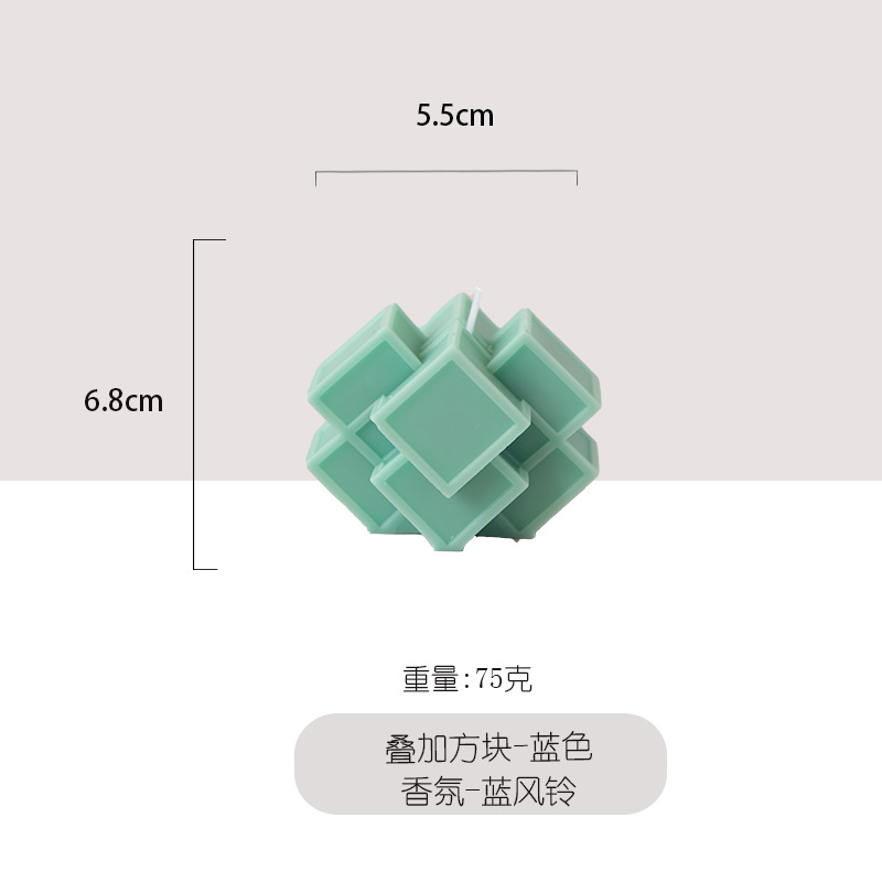 Ventas transfronterizas calientes superpuestas de modelado geométrico cuadrado velas aromáticas adornos para el hogar joyas al por mayor hechas a mano