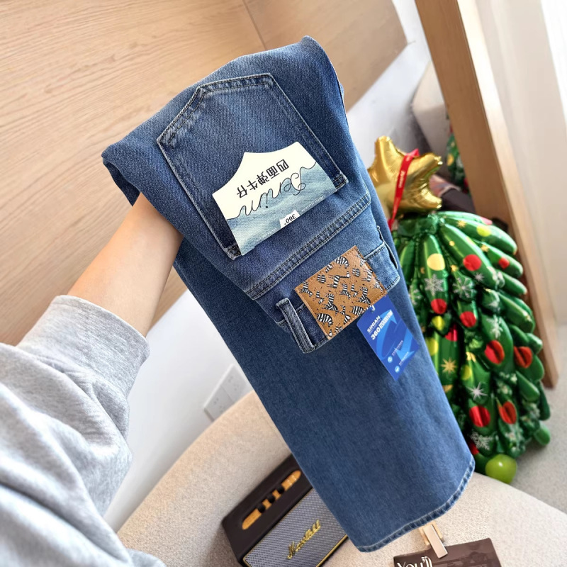 Electric Pole Cowboy! Four-Way Stretch Jeans That Make Legs Look Straight and Long, Women's Fashionable Slimming Wide-Leg Straight Pants Electric Pole Cowboy! Four-Way Stretch Jeans That Make Legs Look Straight and Long, Women's Fashionable Slimming Wide-Leg Straight Pants