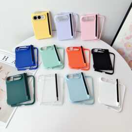 纯色肤感笔槽适用iPhone ultra折叠屏马卡龙色系三星Zfold8手机壳