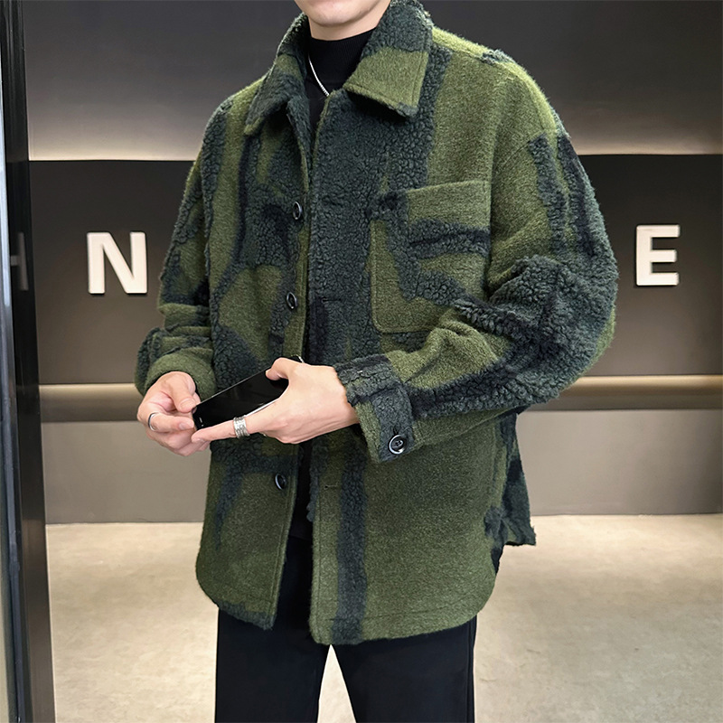 가을과 겨울 새로운 양면 모직 코트 남성 청소년 옷깃 캐주얼 자켓 울 코트 캐주얼 코트 트렌디