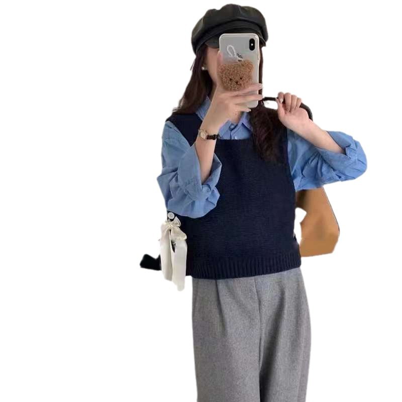 24 invierno Puyuan leche primavera y otoño lazos de arco chaleco de punto chaqueta de vestir