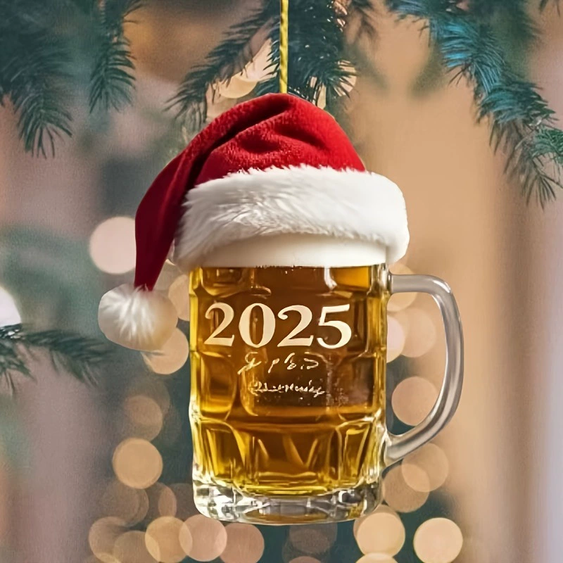 Кулон «Праздник 2025» с кристаллом - стиль возрождения искусства, 2D рождественское украшение, подходит для
