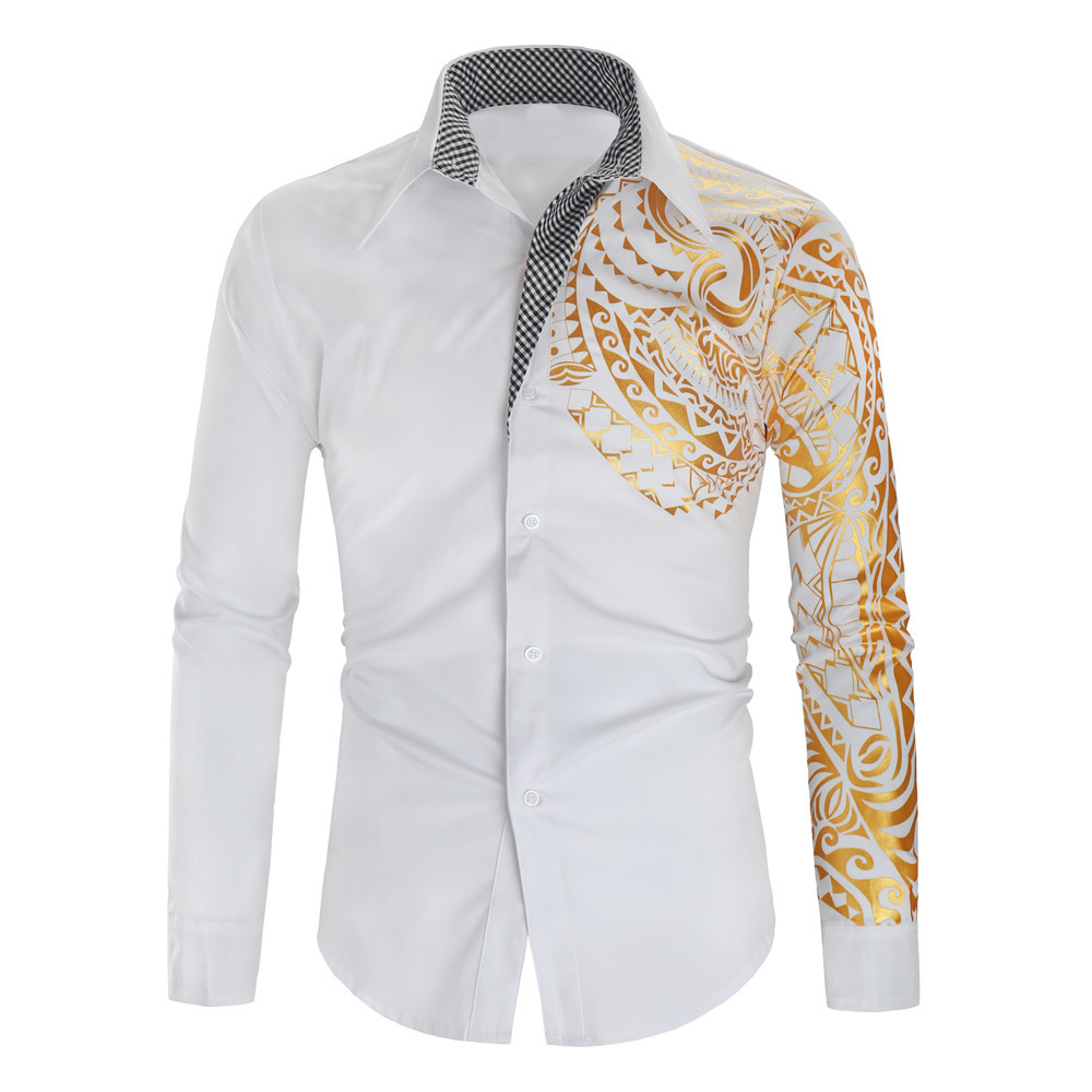 Breathable Function Wholesale Men's British Style Ditsy Floral Long Sleeve Men's Tops