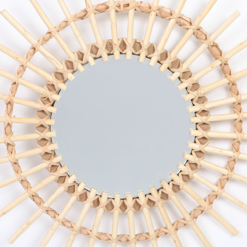 Personalización de sauce sol modelado ins espejo de maquillaje características creativas hechas a mano residencial hotel pared espejo decorativo de caña