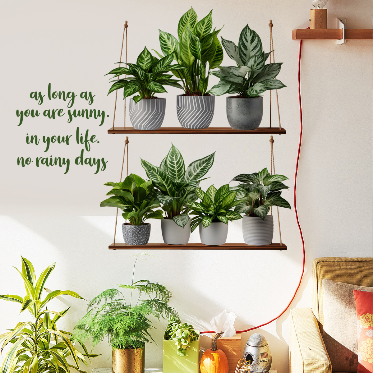 Ms4385 creativa planta verde en maceta pegatinas de pared sala de estar dormitorio Fondo decoración de la pared pegatinas de pared autoadhesivas pegatinas de pared al por mayor