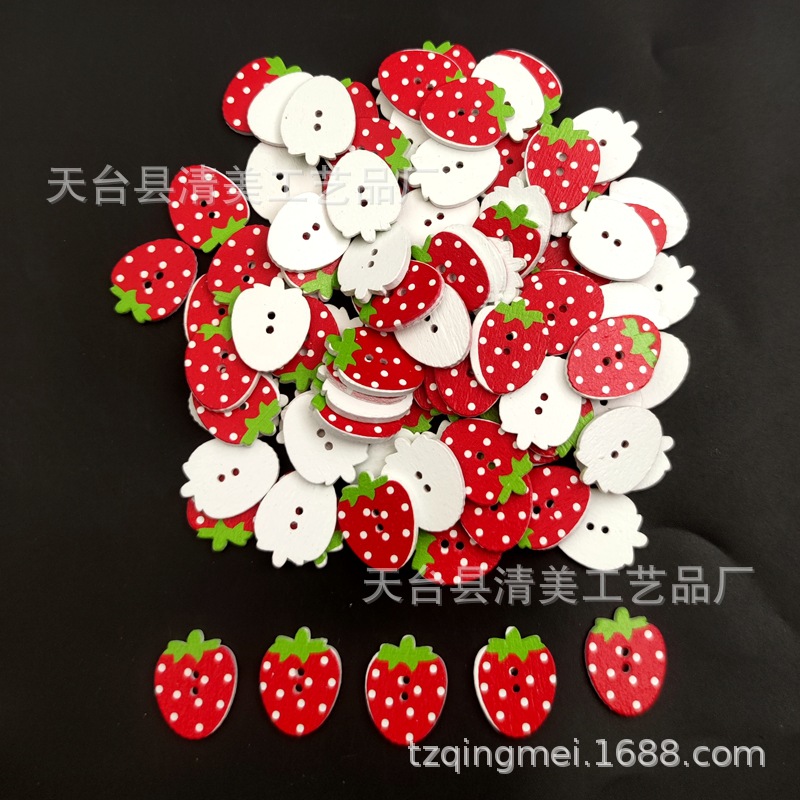 17*22mm rojo fresa en forma de color hebilla de madera accesorios de ropa para niños hebilla de dibujos animados 100 piezas por paquete