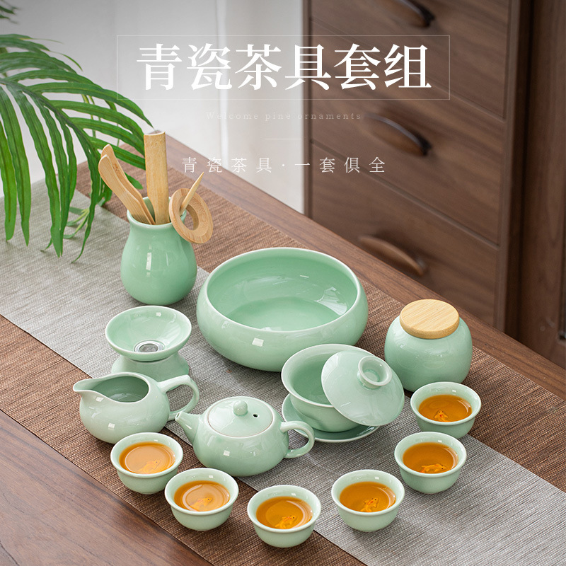 陶瓷功夫茶具整套家用办公会客泡茶器茶壶盖碗茶杯洗茶道茶艺套装
