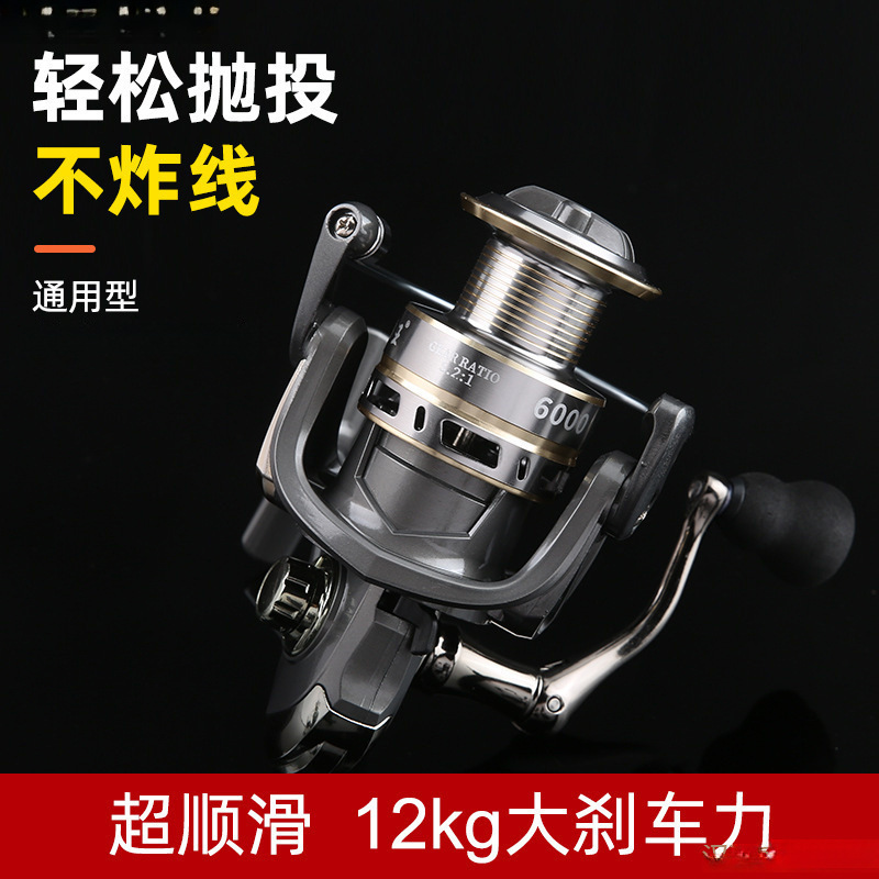 狼王鱼轮纺车轮全金属远投轮美式金属摇臂微物路亚轮渔轮斜口
