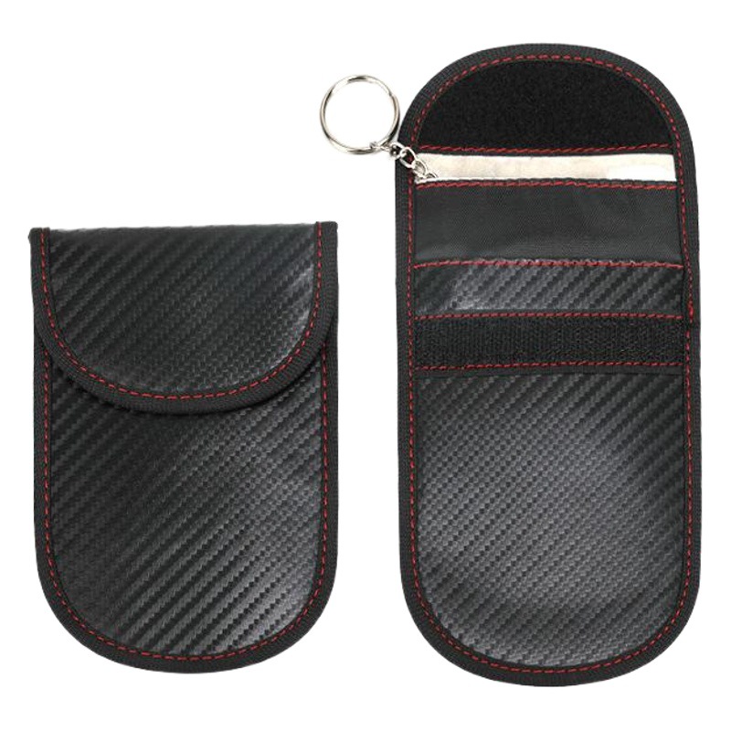 Patrón de estera de paja nueva fibra de carbono teléfono móvil anti-radiación señal blindaje bolsa RFID coche blindaje clave caso teléfono móvil caso