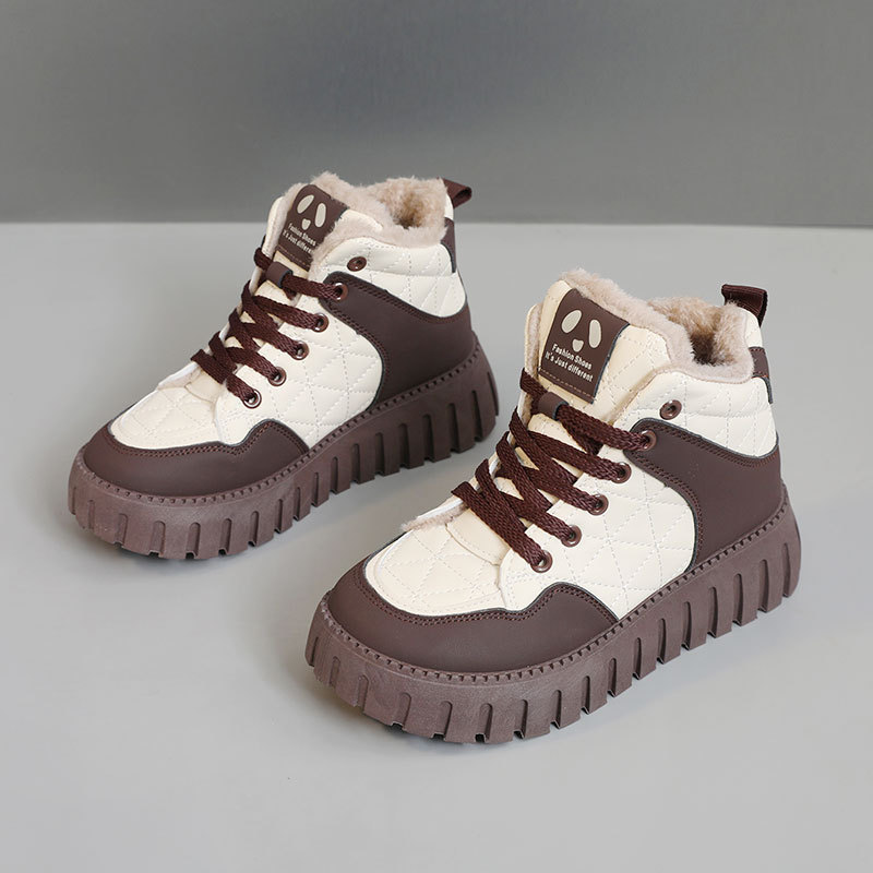 KT2512-2 new 2024 winter thick soled women's shoes with color matching and plush insulation cotton shoes, high top_voghion.com