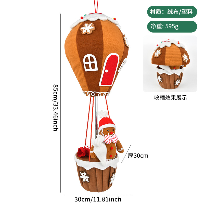 Decoraciones de Navidad pan de jengibre paracaídas retráctiles para el marido colgante de globo de aire caliente regalo ventana decoración