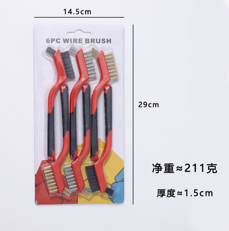 Nueve caballos 3PC traje de doble cabeza cepillo de alambre de acero inoxidable cepillo de alambre de cobre cepillo de limpieza Wenwan cepillo de eliminación de óxido