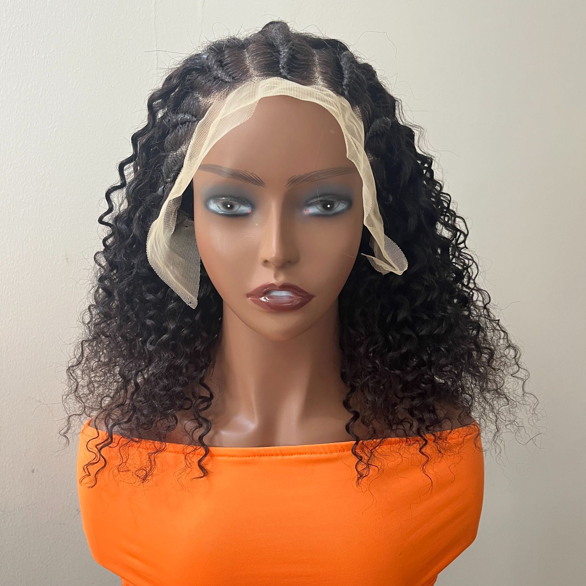 Pīta ar rokām austa pīta pieres sprādziena cilvēka bizes mežģīņu parūka Cornrows pīta Džerija cirtaina Boba parūka 220% blīvums_voghion.com