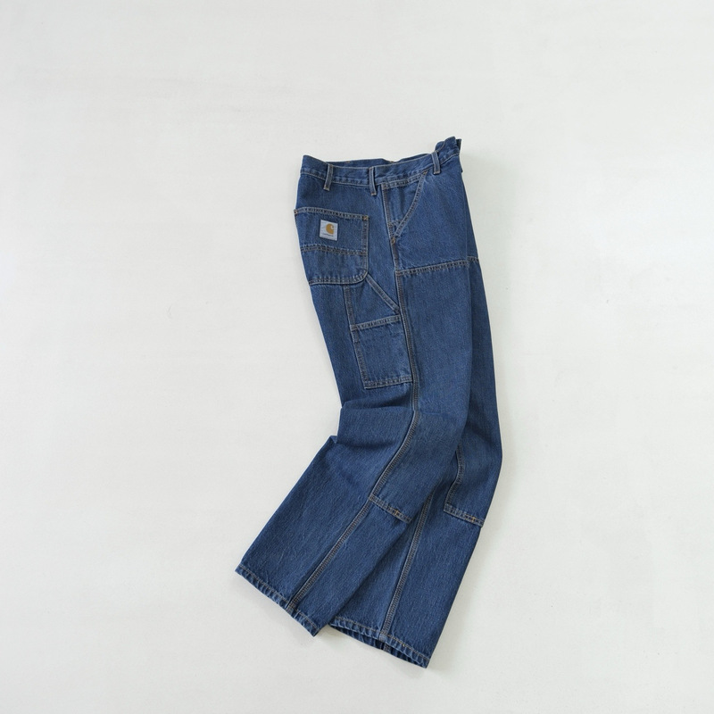 High Version Classic Square Multi-Pocket Stone-Washed Loose Straight-Leg Heavy-Duty Work Jeans