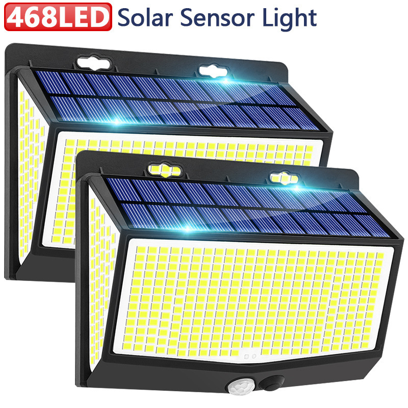 Cross-Border Exclusive Supply of 468Led Solar Wall Light with Three Modes, Motion Sensor and Light Control, Suitable for Porch, Courtyard, and Exterior Wall Lighting Cross-Border Exclusive Supply of 468Led Solar Wall Light with Three Modes, Motion Sensor and Light Control, Suitable for Porch, Courtyard, and Exterior Wall Lighting