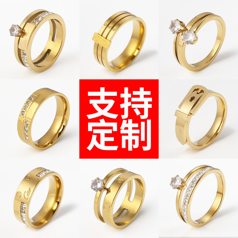 European and American Cross-Border Titanium Steel Rings That Do Not Fade, Jewelry with Diamonds, Row of Diamonds, Zircon Rings, Hand Accessories, Jewelry European and American Cross-Border Titanium Steel Rings That Do Not Fade, Jewelry with Diamonds, Row of Diamonds, Zircon Rings, Hand Accessories, Jewelry