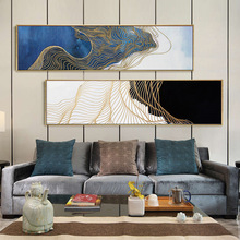 新中式客厅装饰画现代中式挂画抽象画卧室床头壁画禅意线条横幅