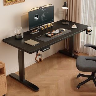 Solid Wood Electric Lift Table Learning Computer Table Liftable E-Sports Table Bedroom Home Office Desk Workbench