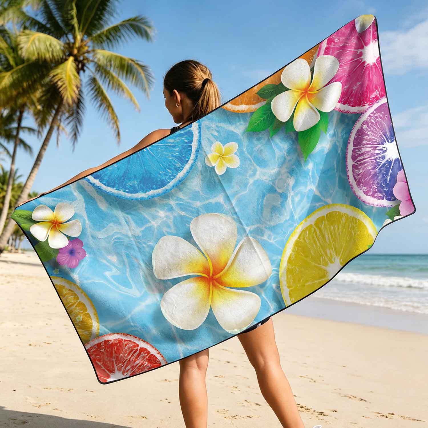 Printed bath towel and car seat cover 2-in-1, ultra-fine fiber outdoor beach and car dual-use universal seat cushion