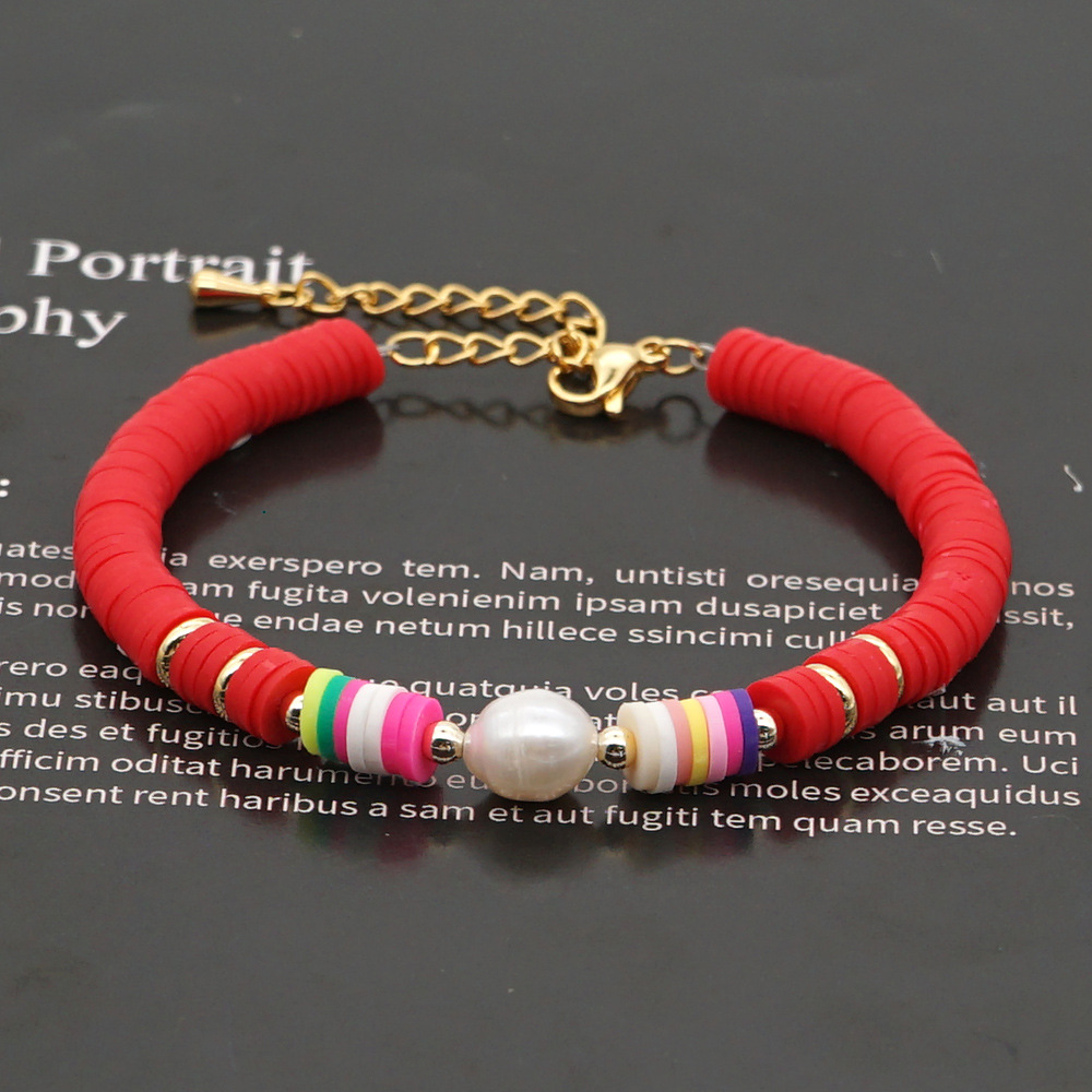 Color Block Fashion No Inlaid Soft Clay Bracelets Wholesale display picture 3