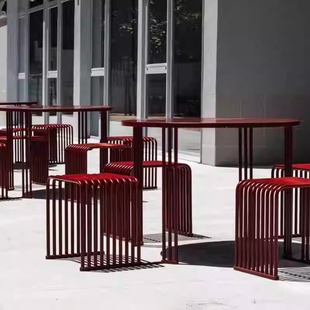 Outdoor Table and Chair Combination Courtyard Terrace Coffee Milk Tea Shop Restaurant Dopamine Round Table and Chair Casual Color Internet Celebrant