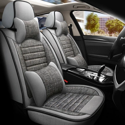 Car Accessories Car Seat Cushion Full Coverage Coarse Linen Simple Comfortable All-Season Universal Sedan Suv Universal Car Seat Cushion (Four Seasons Pad)