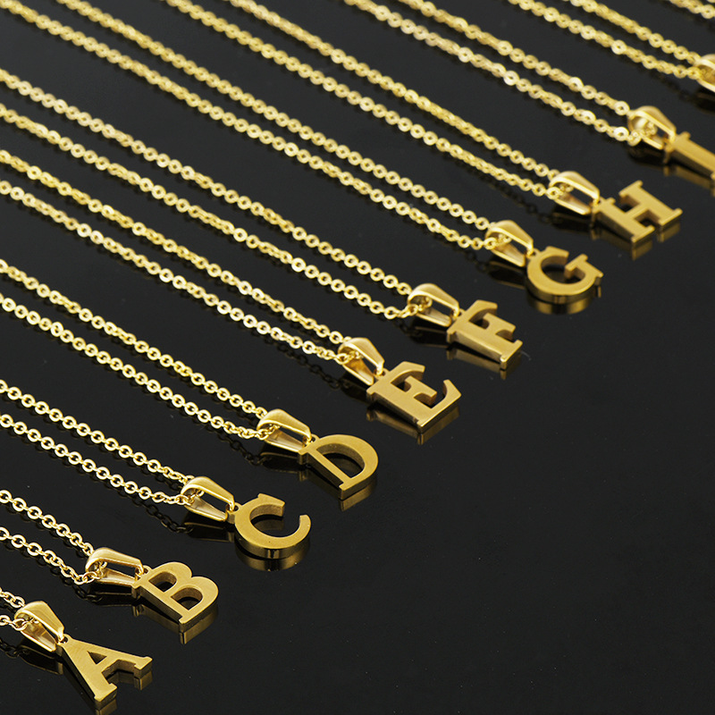 9g Weight PVD Coated Gold Plating Process Simple Style Letter Stainless Steel Necklace 1 Piece