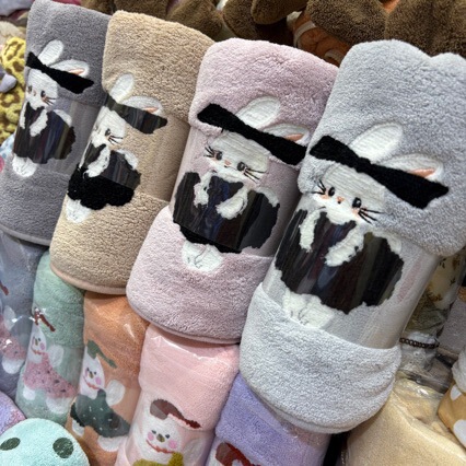 coral cartoon cute dry towel for home use for face washing