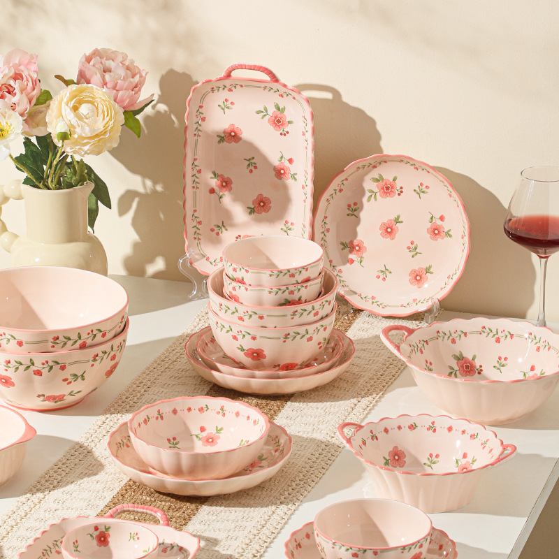 Cocos de estilo pastoral de alto valor facial set de platos pequeños frescos y palillos set de platos de nueva casa set de platos domésticos image 3
