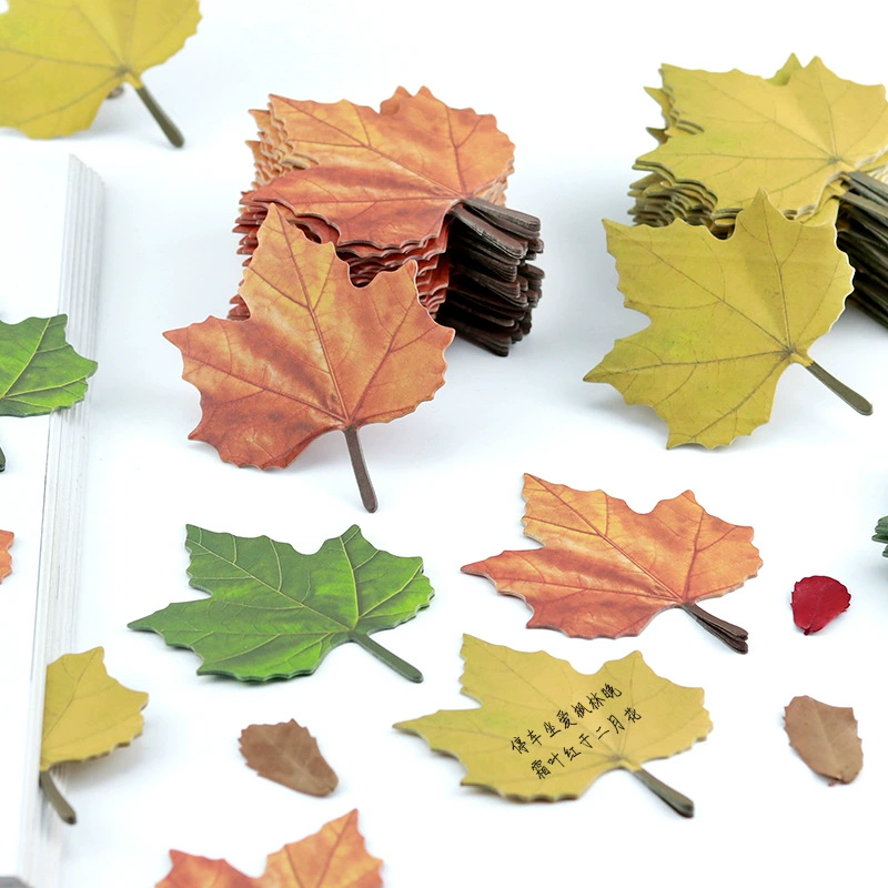 Maple leaf, sticker, base realistic note on wall
