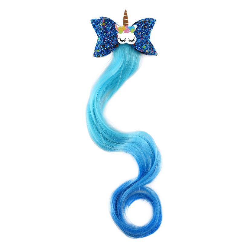 Fábrica DE LOS NIÑOS unicornio horquilla niñas arco brillante trenzado rizado peluca extensión del pelo princesa Dress Up