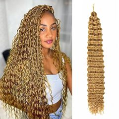 かつら女性化学繊維鉤針髪32インチディープウェーブbulk hair多色曲髪スポット卸売り