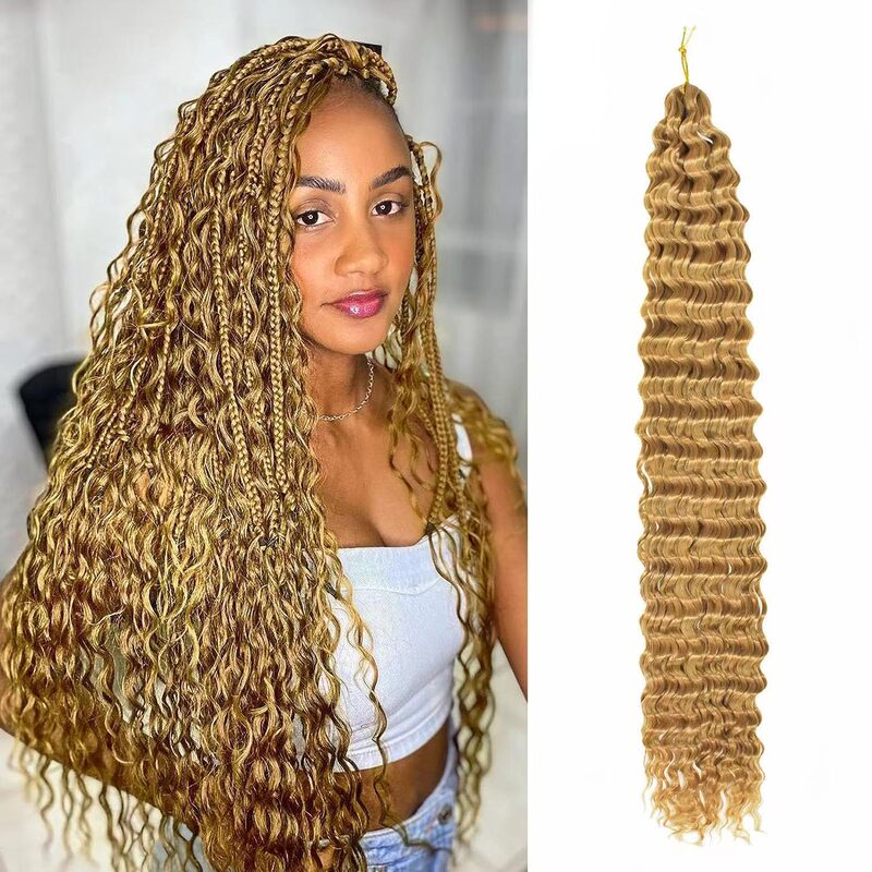 Wig female chemical fiber crochet hair 32inch Deep Wave Bulk hair multicolor hair in stock wholesale