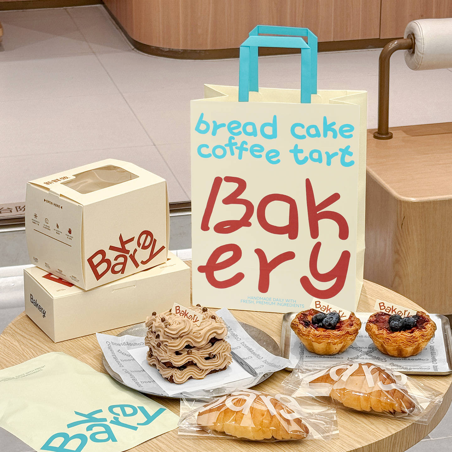 ins网红2个装蛋挞盒小甜品打包盒面包外卖牛皮纸袋烘焙手提袋定制