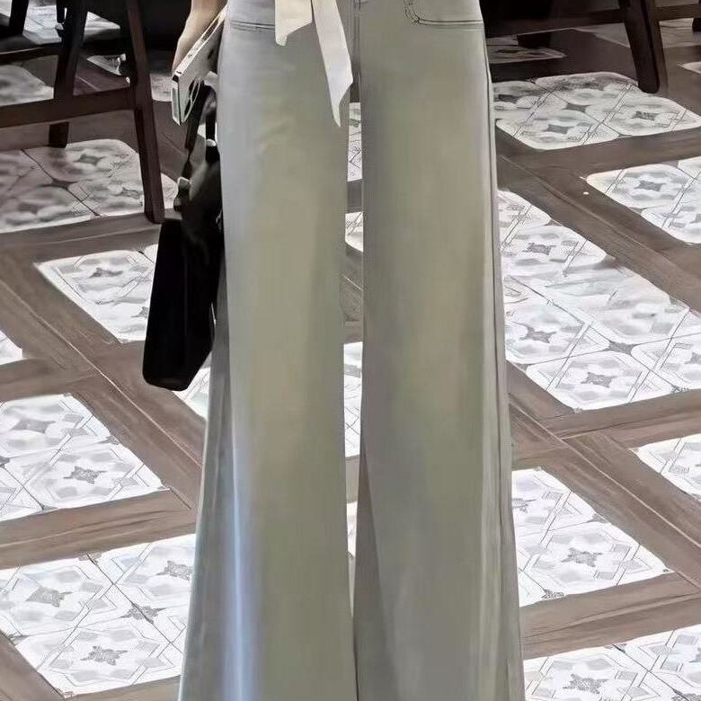 Light-Colored Wide-Leg Ultra-Flared Jeans for Petite Women, Loose Fit, Slimming, Casual, Versatile, Drapey, Flared, Floor-Length Pants Light-Colored Wide-Leg Ultra-Flared Jeans for Petite Women, Loose Fit, Slimming, Casual, Versatile, Drapey, Flared, Floor-Length Pants