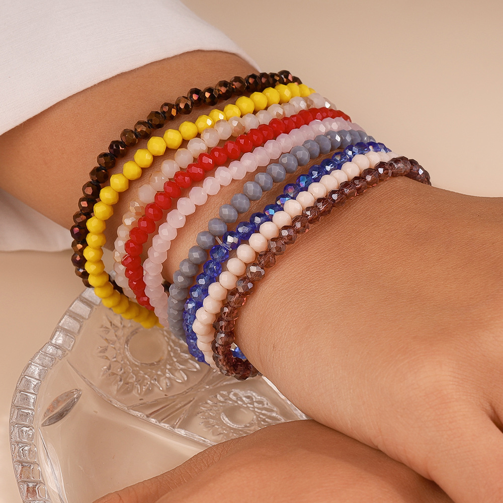 7g Weight Bracelets Classification Glass Chain Material Beaded Chain Chain Type 1 Piece Quantity Holiday, Daily Occasion Glass Material Solid Color Pattern All Seasons Season Unisex Gender Simple Style, Classic Style Style Simple Style Classic Style Solid Color Glass Beaded Chain Beaded Bracelets Wholesale 6