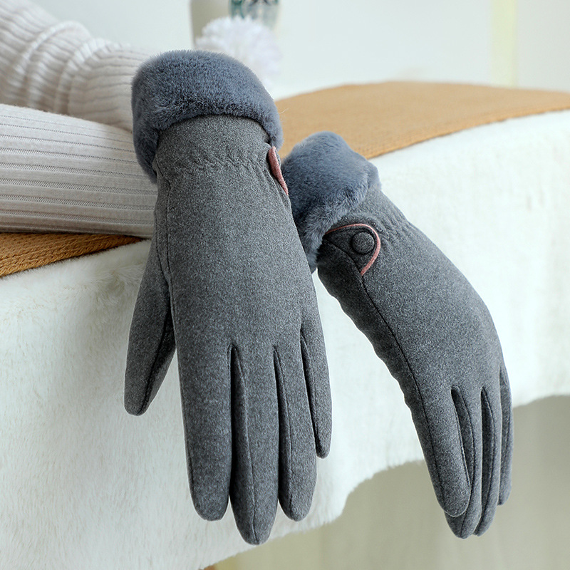 Guantes térmicos para mujer con forro polar para montar y conducir engrosados ciclismo a prueba de viento al aire libre de terciopelo a prueba de frío Otoño e Invierno guantes