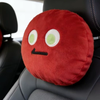 Car Headrest Neck Pillow with Cute Smiley Face Design, Car Cushion for Long Trips, Car Seat Backrest Pillow (Headrest) - a-red-emoticon-headrest