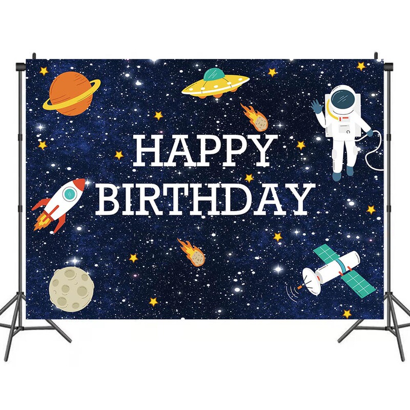 Foreign trade Amazon space theme photography background cloth children's birthday party decoration supplies 5x3ft