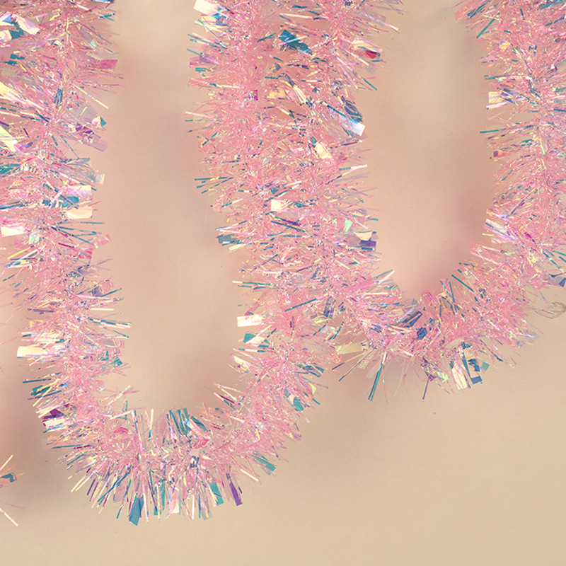 Transfronterizo Amazon importado colorido curvo cuchillo color raya burbuja seda colorido Iris colorido guirnalda lana raya Navidad vacaciones Decoración