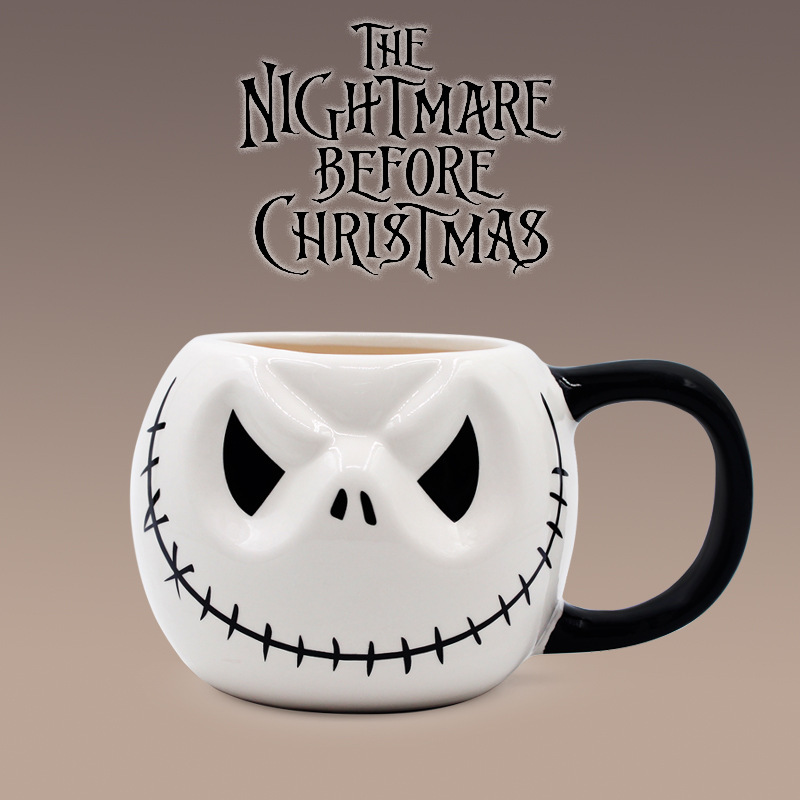Noche de Navidad Horror Skull Jack Taza de Halloween Skull Taza de Cerámica Taza de Café Creativa