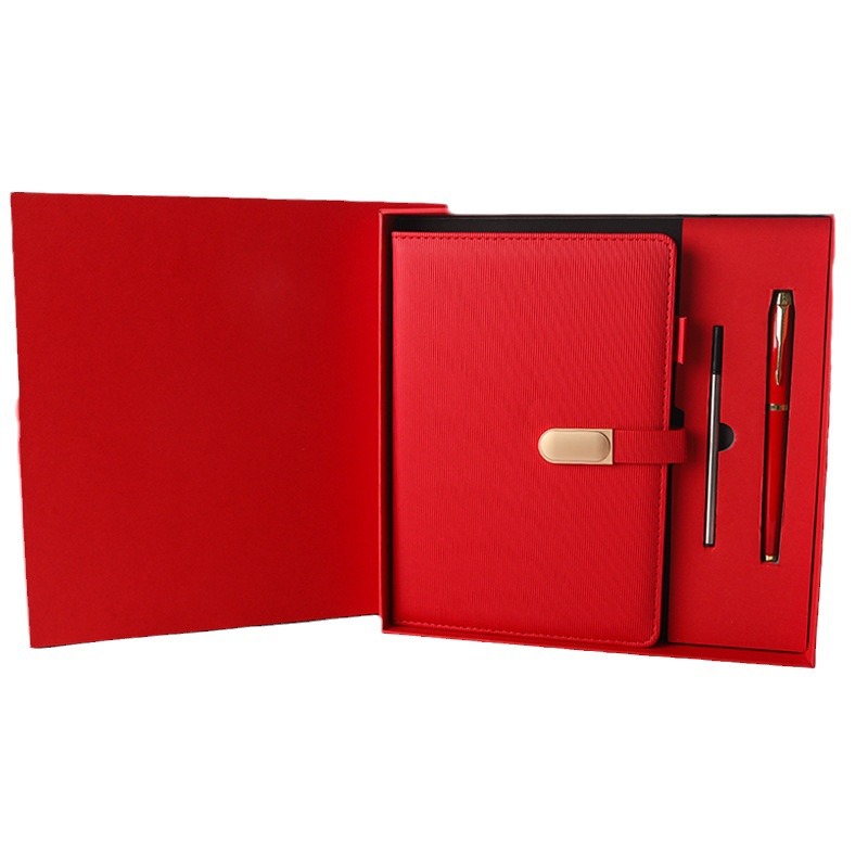 En stock A5 cuaderno de negocios traje de regalo de alta calidad de metal firma pluma traje de publicidad regalo de oficina de la Conferencia